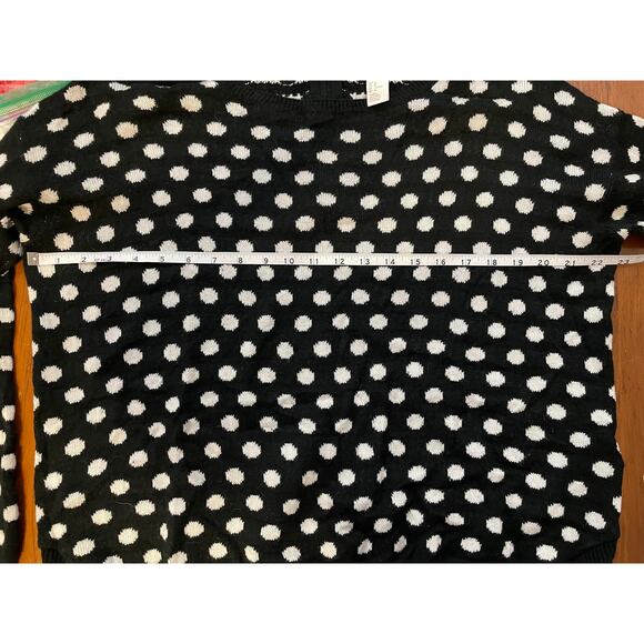 H&M Womens Medium Sweater Black and White Polka Dot Long Sleeve Back 1/4 Zipper - Picture 6 of 8